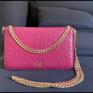 Authentic Chanel Camelia long wallet, crossbody